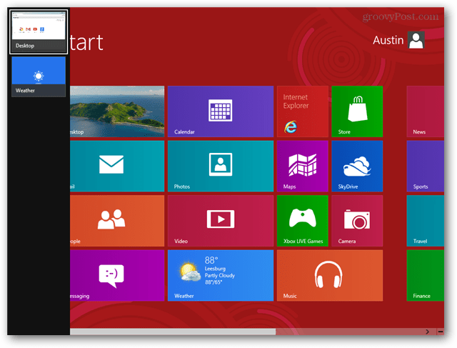 Windows 8 metro -sovelluksen vaihto