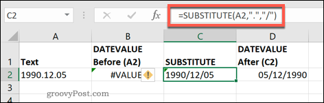 SUBSTITUTE -toiminto Excelissä