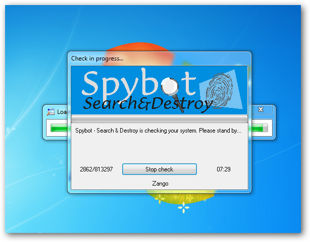 Spybot-haku ja tuhoa skannaus