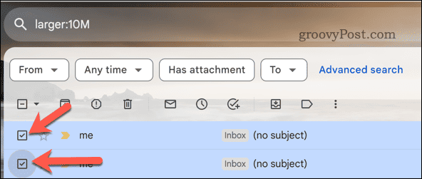 Valitse hakutuloksista Gmail-sähköpostit