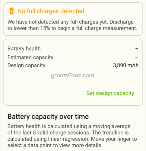 Tarkista akun kunto Android AccuBattery -sovelluksessa