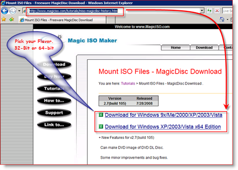MagicISO x86- ja x64-latauslinkki Windows Server 2008: lle