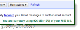 käytät tällä hetkellä x määrää tilaa gmailissa