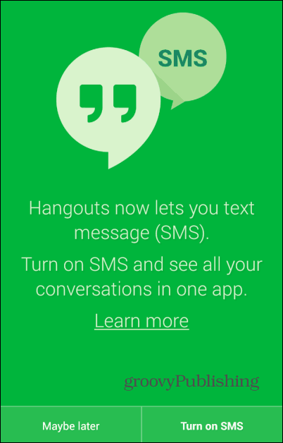 Hangouts-tekstiviestit otetaan käyttöön