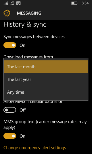 2 varmuuskopioida viestit Windows 10 mobile