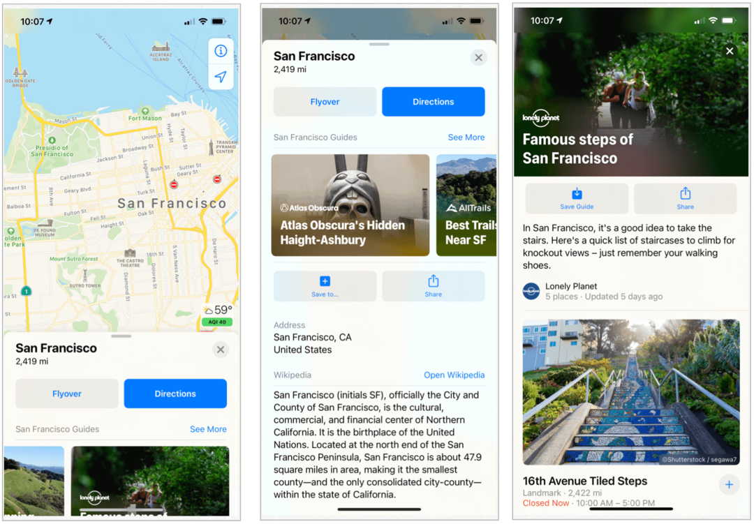 Kuinka Apple muutti Mapsia iOS 14: ssä, macOS Big Sur
