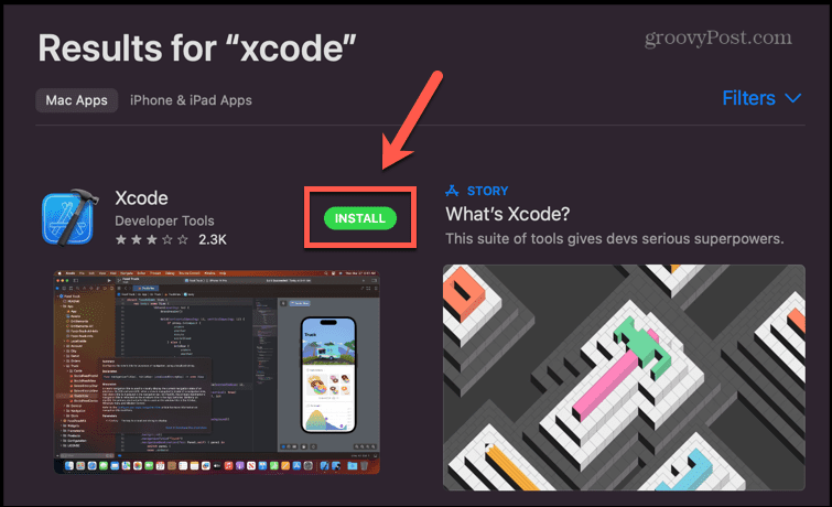 App Store asentaa xcode