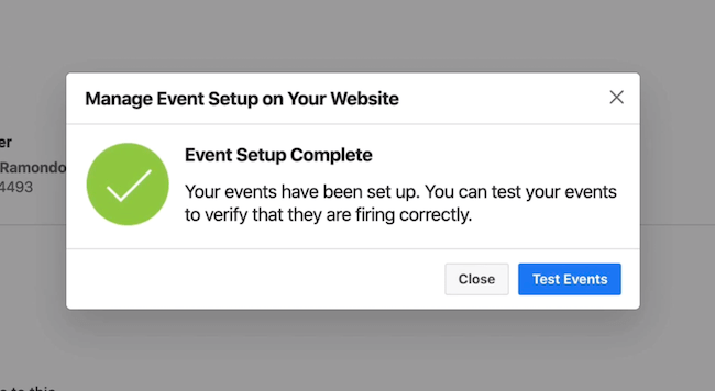 Testaa tapahtumat -painike Facebook Events Managerissa