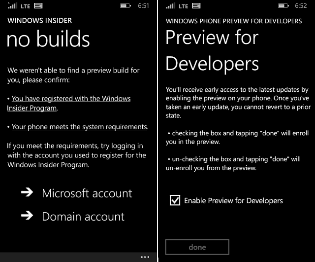 Windows Phone 10 -esikatselu 512 Mt: n laitteiden tukemiseksi