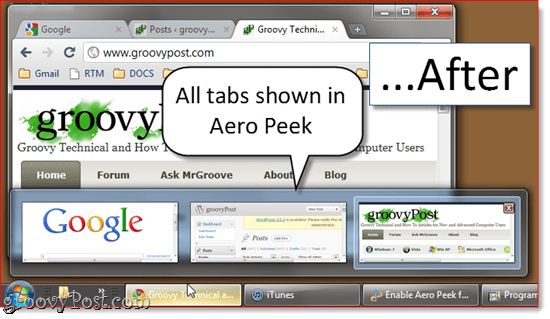 Kuinka Aero Peek otetaan käyttöön kaikissa välilehdissä Google Chromessa