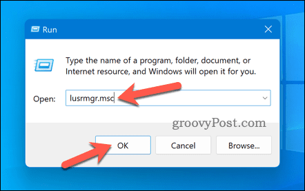 Avaa lusrmgr Windows 11:ssä