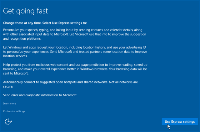 Epress-asetukset Windows 10