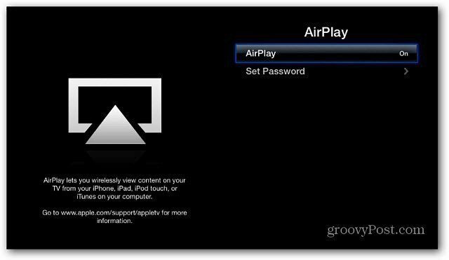 AirPlay käytössä Apple TV