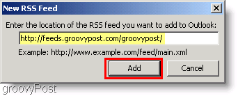 Näyttökuva Microsoft Outlook 2007 - Kirjoita uusi RSS-syöte
