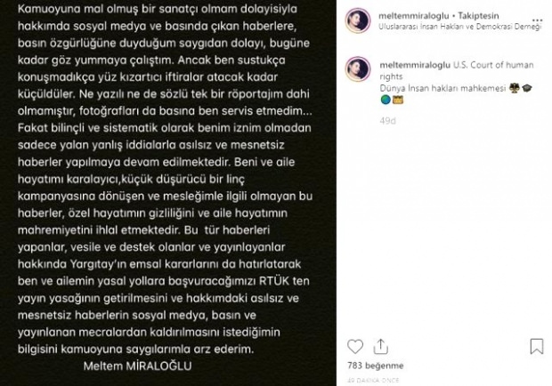 Näyttelijä Meltem Miraloğlu erotti vaimonsa Yhdysvalloista