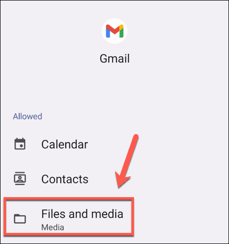 Android gmail -tiedostot ja mediaasetukset