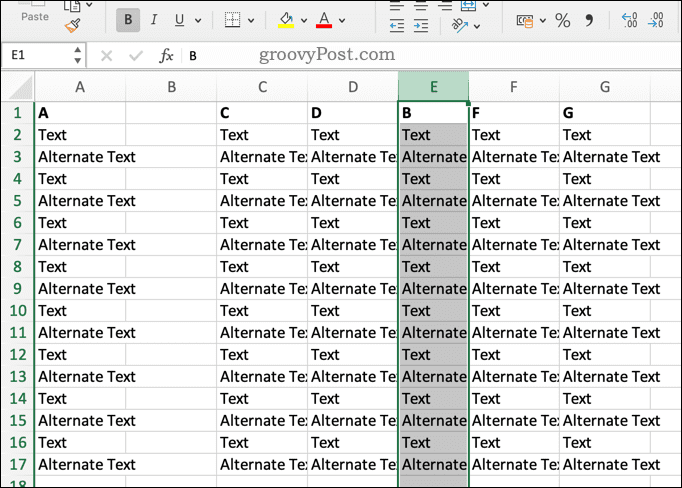 Excel-sarakkeen päällekirjoittaminen
