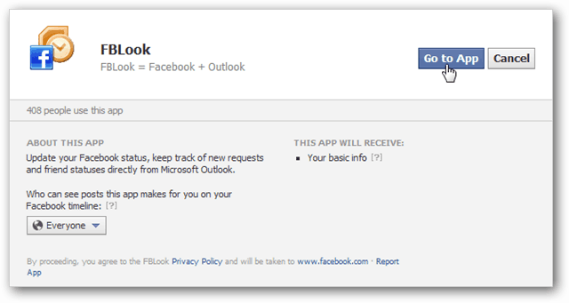 Facebookin päivittäminen Microsoft Outlookilla