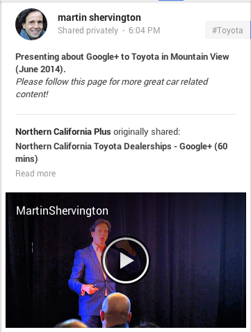 google + -viesti ja toimintakehotus