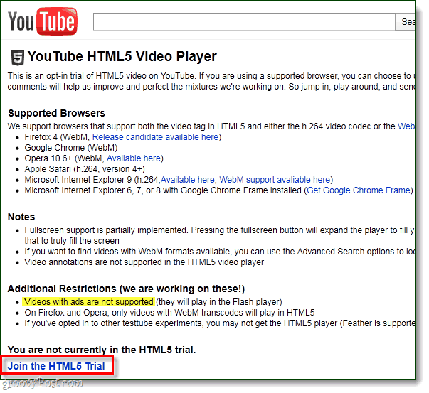 YouTube HTML5 -optimointi