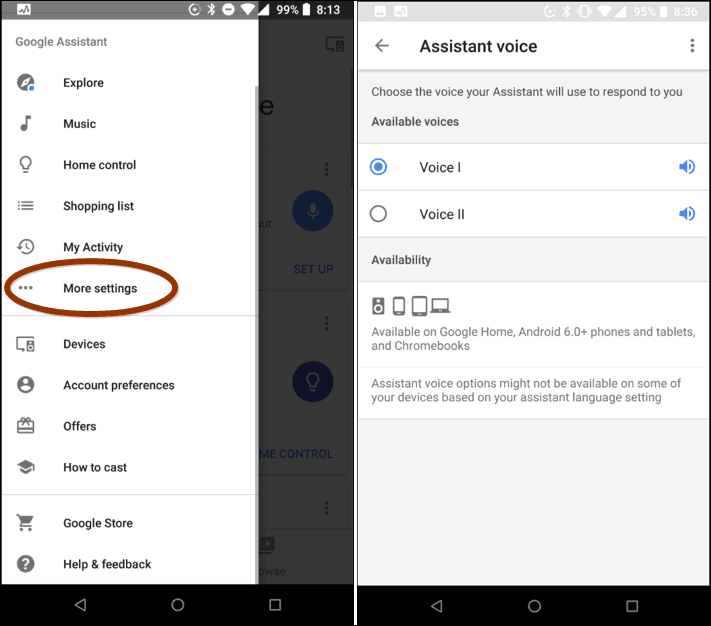 Vaihda Google Assistant Voice