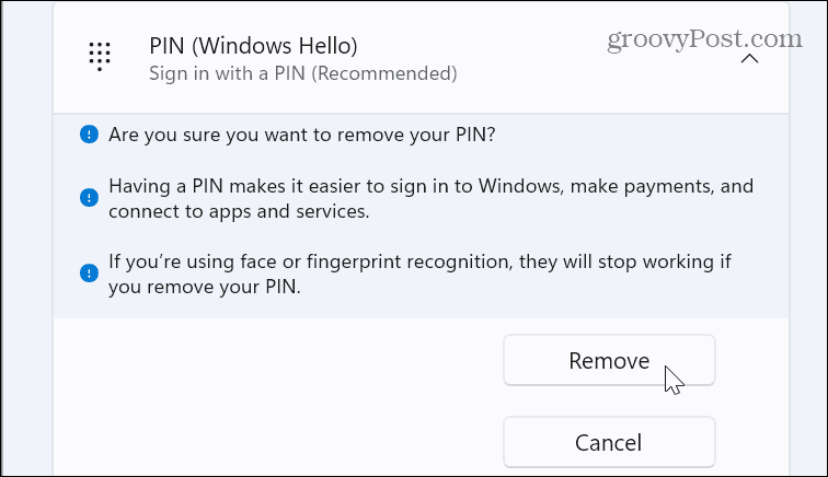 PIN-koodi Windows 11:een kirjautumiseen