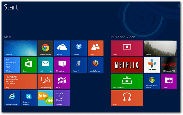 Neljä Windows 8 -sovellusriviä
