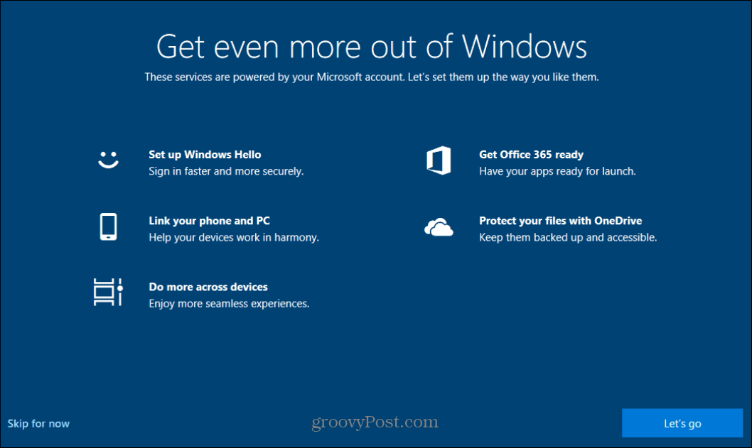 Poista Windows 10: n "Ota vieläkin enemmän irti Windowsista" -kuvanäyttö pois käytöstä
