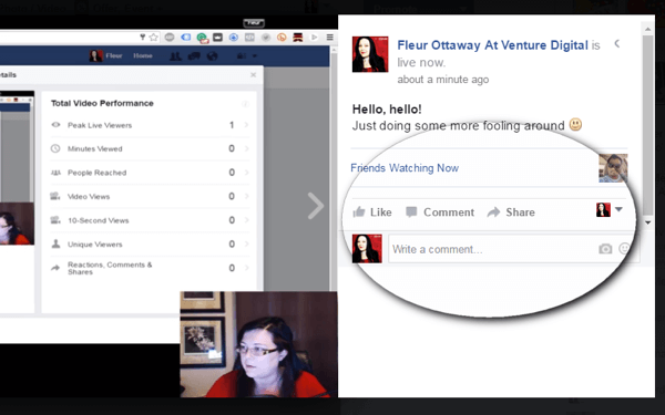 facebook live view -kommentit työpöydällä