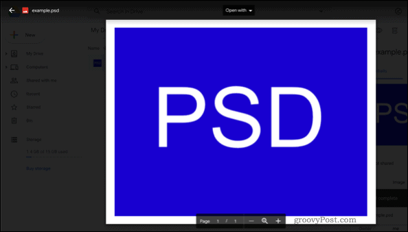 PSD-tiedoston avaaminen Google Drivessa