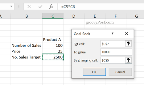 Excel tavoitehakutyökalu
