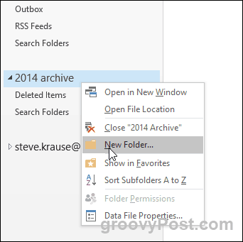 Outlook 2016 - Luo uusi kansio PST-tiedostoon