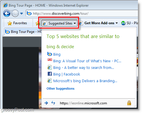 Internet Explorer 8 - ehdotetut sivustot ovat ärsyttäviä!