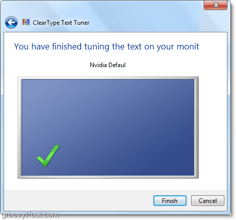 cleartype-virittimen kalibroinnin loppuun saattaminen Windows 7: ssä 
