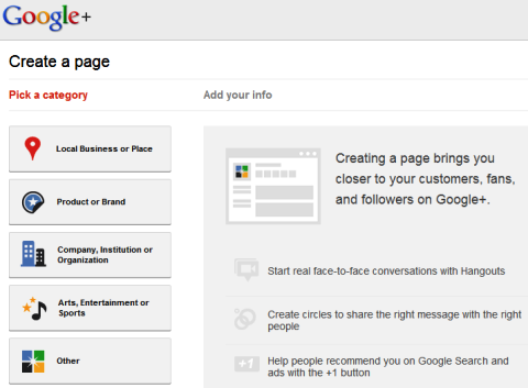 Google+ -sivut - Luo sivu