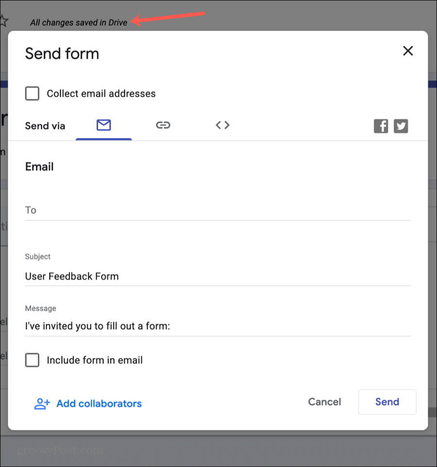 Google Forms Lähetä lomake