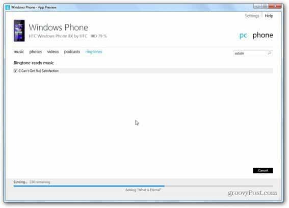 Windows Phone 8 Windows Phone App synkronoi sisällön soittoäänet