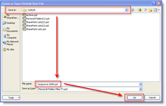 PST-tiedostojen luomisohjeet Outlook 2003: n tai Outlook 2007: n avulla