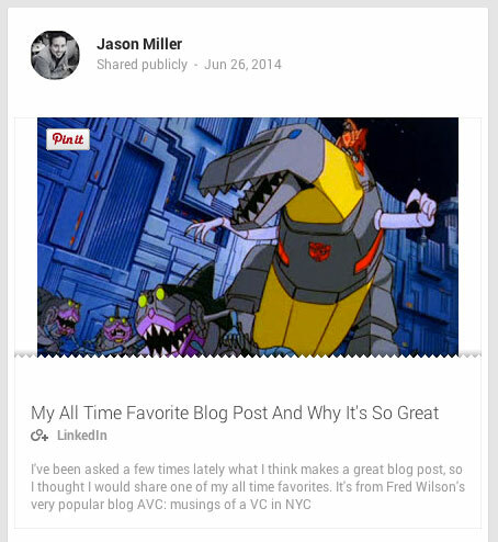 Jason Miller -julkaisijajulkaisu Google Plus -palvelussa