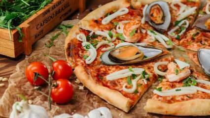 Kuinka tehdä mereneläviä sisältävä pizza? Mereneläviä Välimeren pizza resepti kotona! Pizza Di Mare