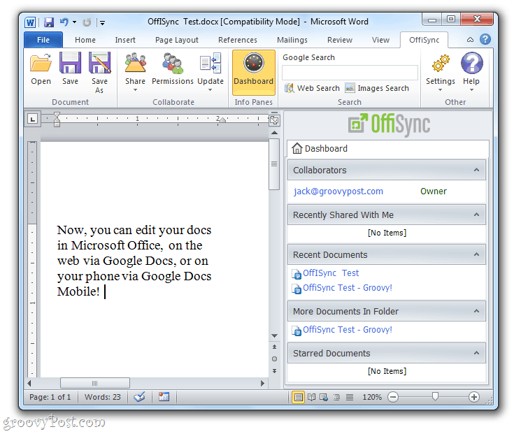 Muokkaa dokumentteja missä tahansa: OffiSync + Mobiili-Google-dokumentit + Microsoft Word