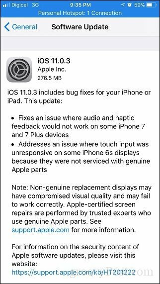 Apple iOS 11.0.3 - Apple julkaisee toisen vähäisen päivityksen iPhonelle ja iPadille