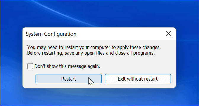 Käynnistä Windows 11 uudelleen