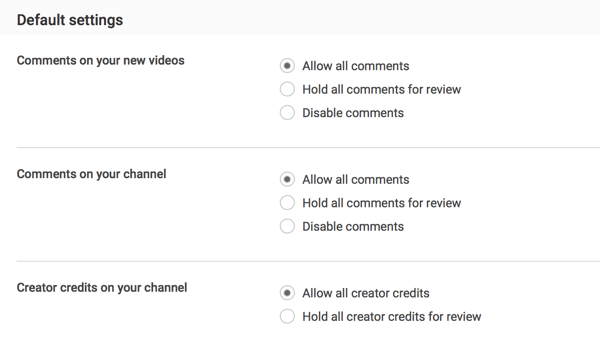 Voit sallia kaikki kommentit lähetettäessä tai halutessasi pitää ne tarkistettavana YouTuben moderaatioasetusten mukaan.