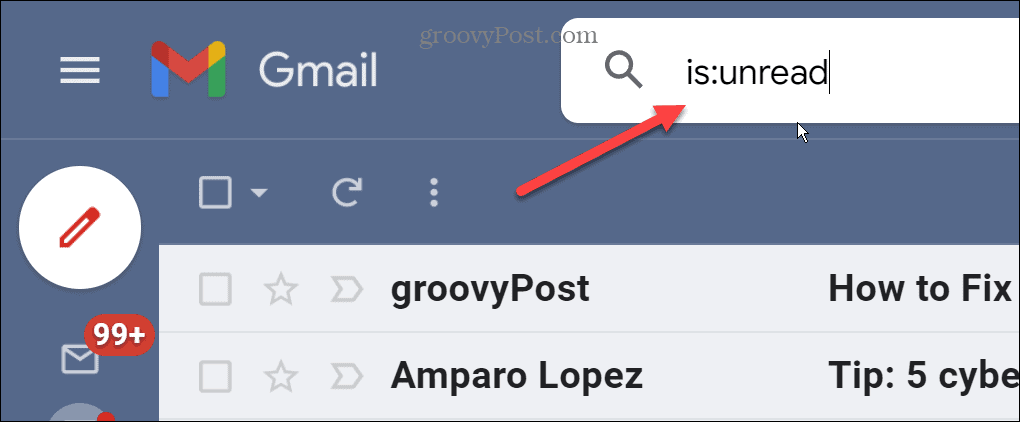 Etsi lukemattomat sähköpostit Gmailista