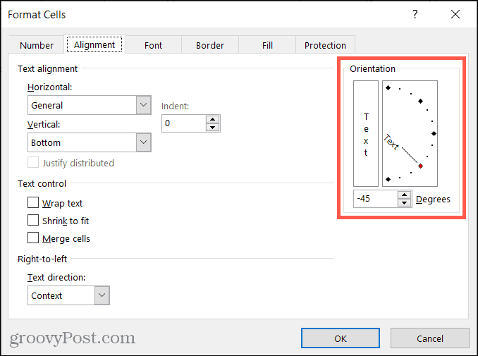 Muotoile solujen tasaus Excelissä