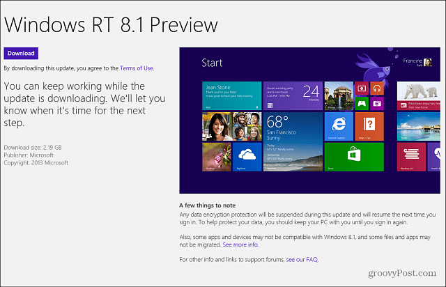 Päivitys Windows 8.1: n julkiseen esikatseluun