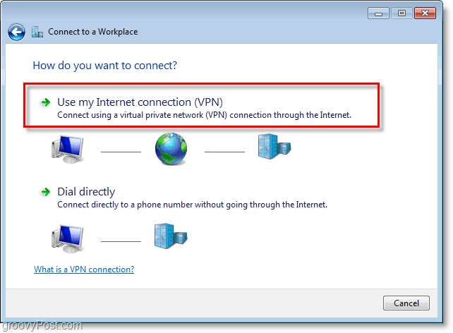 Käytä Internet-yhteydeni vpn Windows 7: ssä
