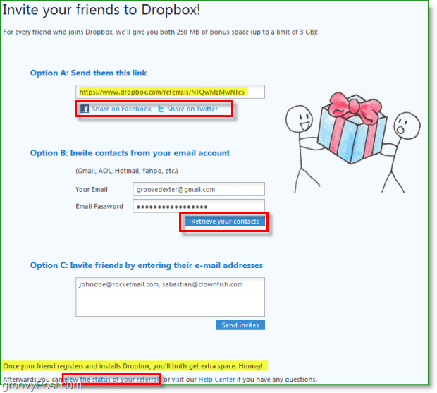 Dropbox-kuvakaappaus - monta tapaa jakaa kutsusi dropboxiin