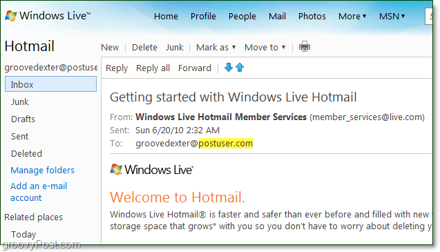 Windows Live -sivustosi verkkotunnuksessasi